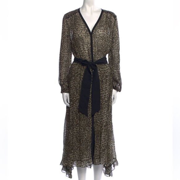 The Kooples Leopard Print Midi Dress(Size 1,Small) - Picture 10 of 11